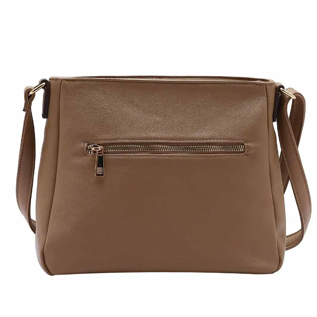 Parte traseira da bolsa feminina Chenson bege transversal com bolso traseiro e alça ajustável